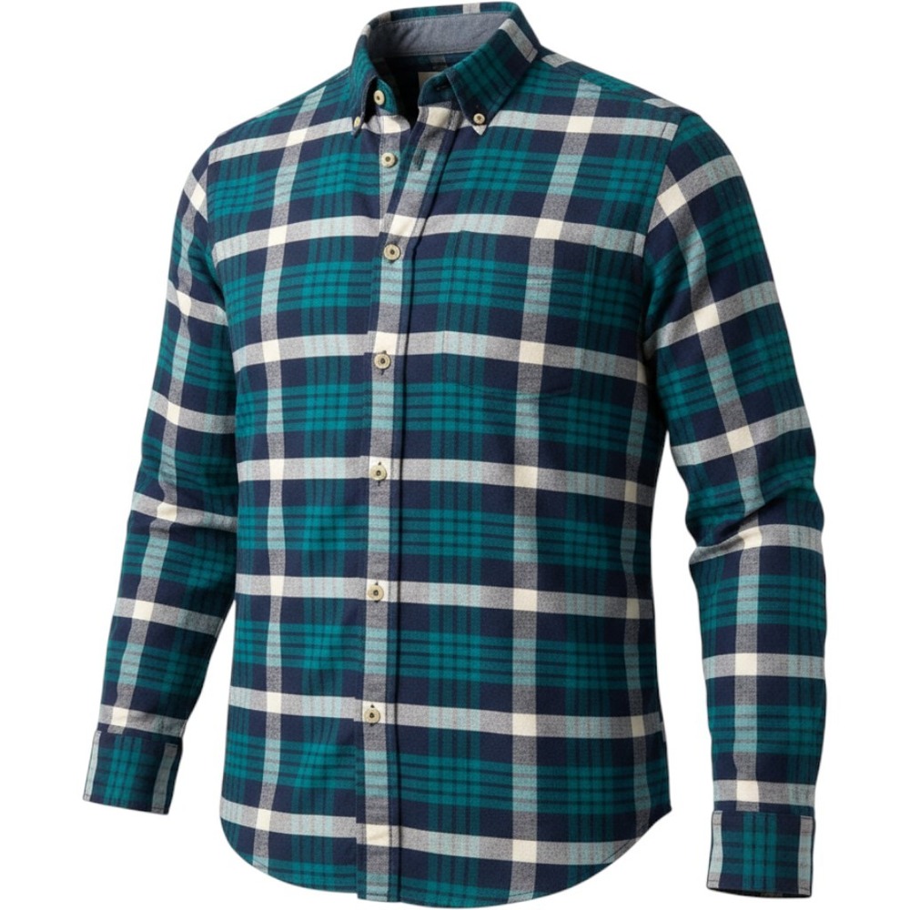 American Eagle Flannel Shirt Mens XS Teal Navy Plaid Classic Fit Long Sleeve